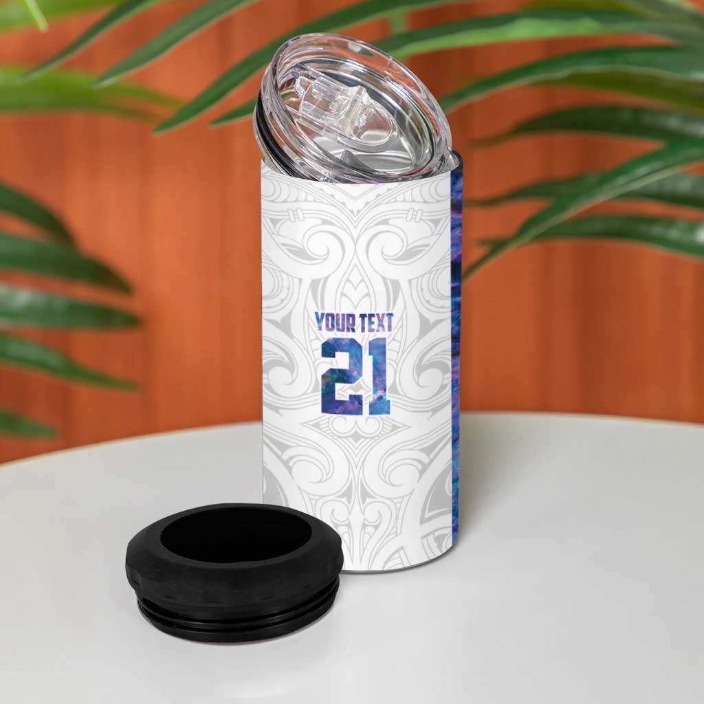 Custom New Zealand Aotearoa 4 in 1 Can Cooler Tumbler Purple Maori Paua Shell Indigenous - Aussie Hoodie