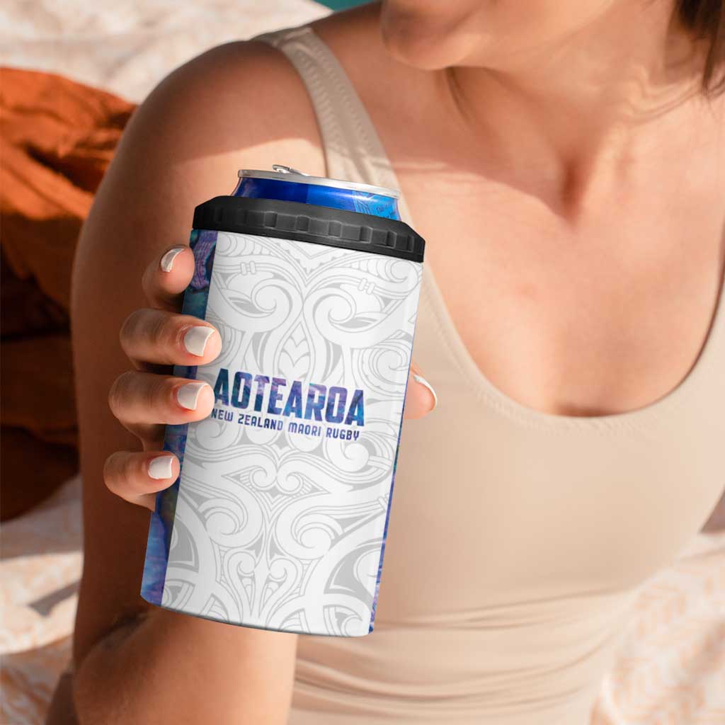Custom New Zealand Aotearoa 4 in 1 Can Cooler Tumbler Purple Maori Paua Shell Indigenous - Aussie Hoodie