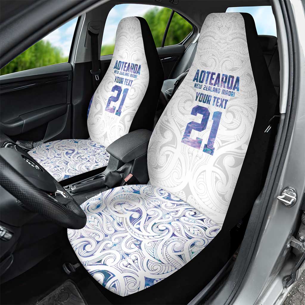 Custom New Zealand Aotearoa Car Seat Cover Purple Maori Paua Shell Indigenous - Aussie Hoodie