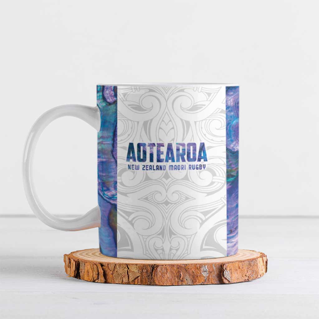 Custom New Zealand Aotearoa Ceramic Mug Purple Maori Paua Shell Indigenous - Aussie Hoodie