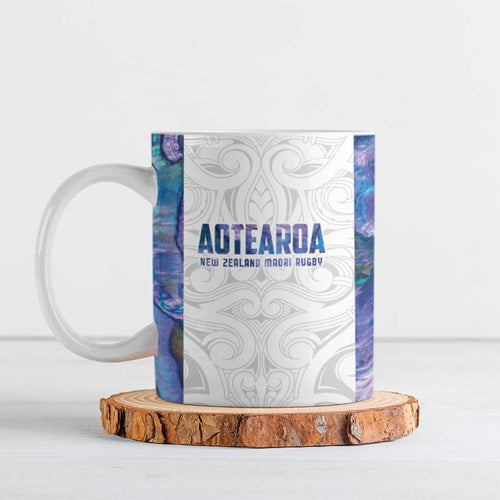Custom New Zealand Aotearoa Ceramic Mug Purple Maori Paua Shell Indigenous - Aussie Hoodie