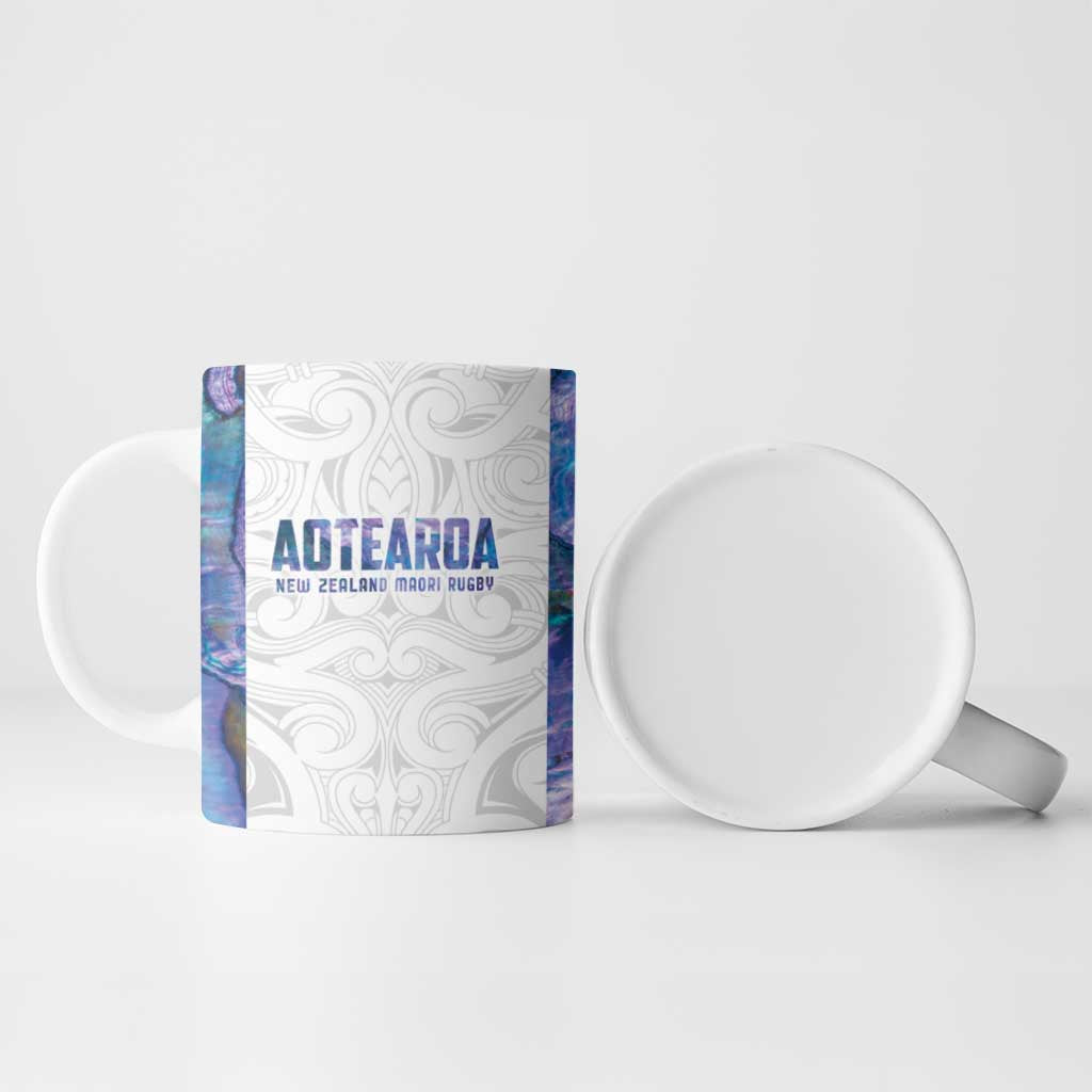Custom New Zealand Aotearoa Ceramic Mug Purple Maori Paua Shell Indigenous - Aussie Hoodie
