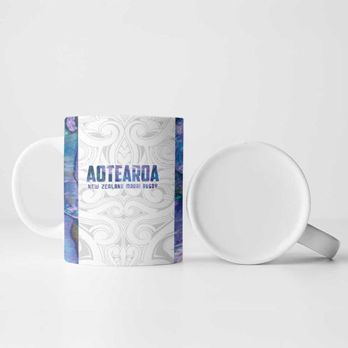 Custom New Zealand Aotearoa Ceramic Mug Purple Maori Paua Shell Indigenous - Aussie Hoodie