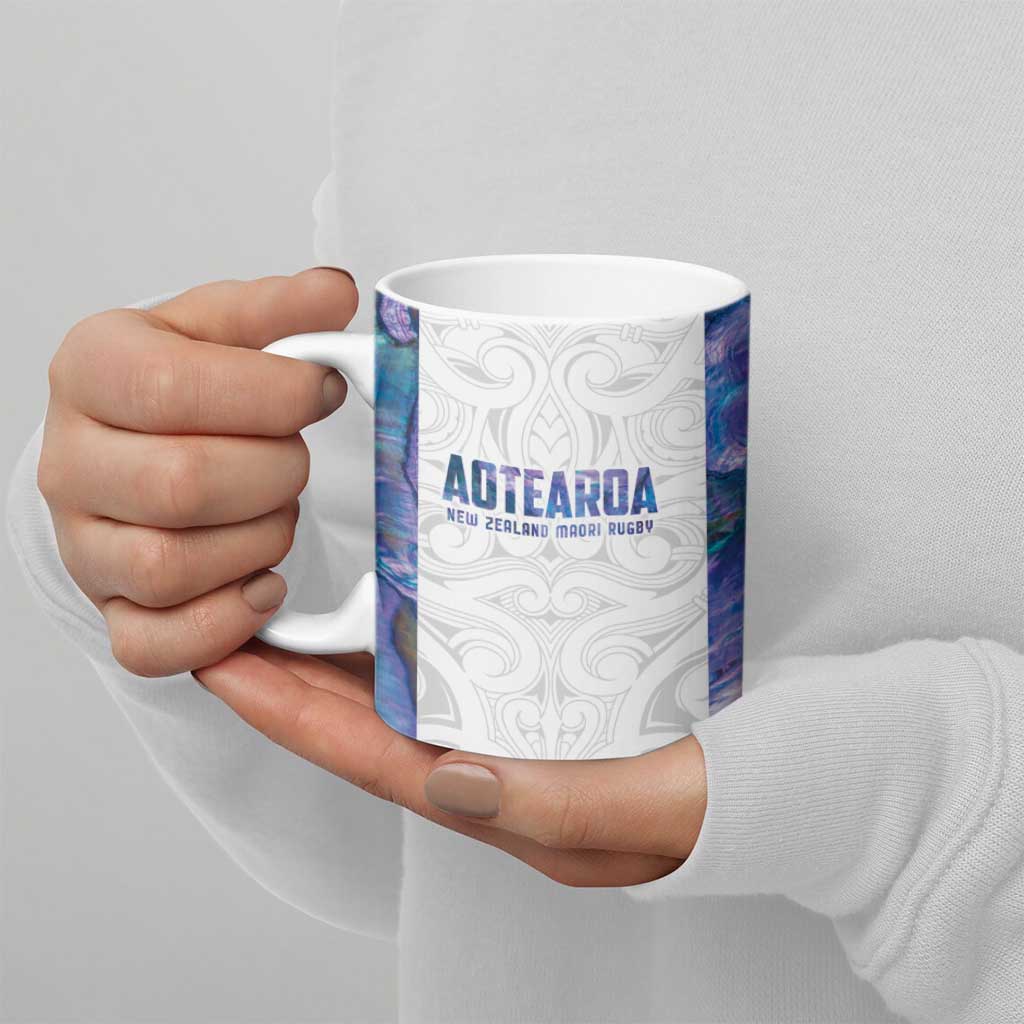 Custom New Zealand Aotearoa Ceramic Mug Purple Maori Paua Shell Indigenous - Aussie Hoodie