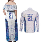Custom New Zealand Aotearoa Couples Matching Off Shoulder Maxi Dress and Long Sleeve Button Shirt Purple Maori Paua Shell Indigenous - Aussie Hoodie