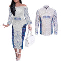 Custom New Zealand Aotearoa Couples Matching Off The Shoulder Long Sleeve Dress and Long Sleeve Button Shirt Purple Maori Paua Shell Indigenous - Aussie Hoodie
