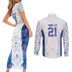 Custom New Zealand Aotearoa Couples Matching Short Sleeve Bodycon Dress and Long Sleeve Button Shirt Purple Maori Paua Shell Indigenous - Aussie Hoodie