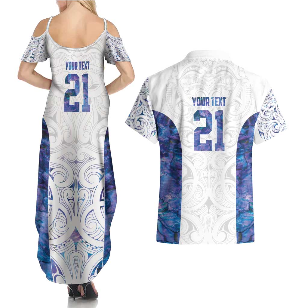 Custom New Zealand Aotearoa Couples Matching Summer Maxi Dress and Hawaiian Shirt Purple Maori Paua Shell Indigenous - Aussie Hoodie