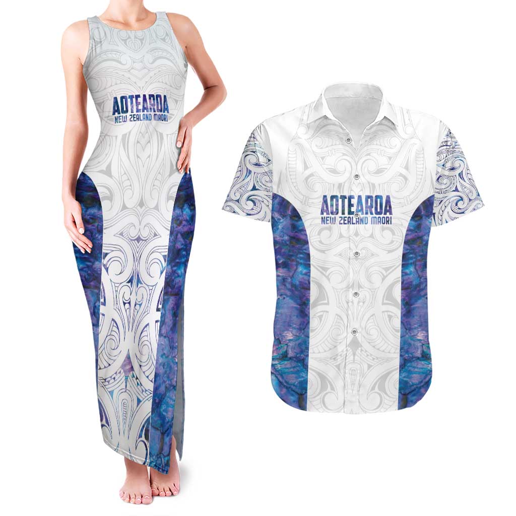 Custom New Zealand Aotearoa Couples Matching Tank Maxi Dress and Hawaiian Shirt Purple Maori Paua Shell Indigenous - Aussie Hoodie