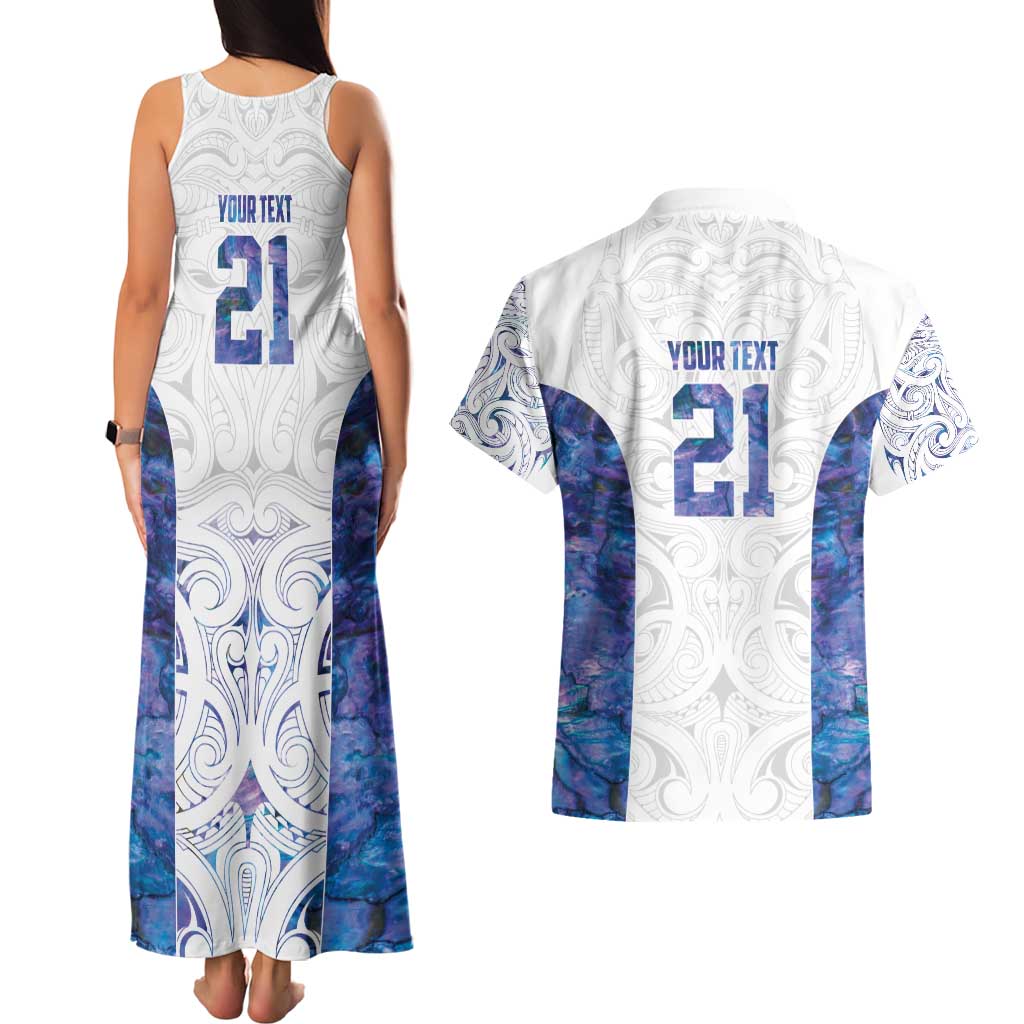 Custom New Zealand Aotearoa Couples Matching Tank Maxi Dress and Hawaiian Shirt Purple Maori Paua Shell Indigenous - Aussie Hoodie