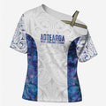 Custom New Zealand Aotearoa Cross Shoulder Shirt Purple Maori Paua Shell Indigenous - Aussie Hoodie