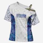 Custom New Zealand Aotearoa Cross Shoulder Shirt Purple Maori Paua Shell Indigenous - Aussie Hoodie
