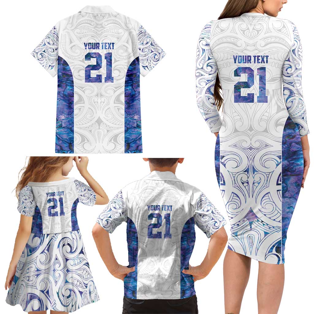 Custom New Zealand Aotearoa Family Matching Long Sleeve Bodycon Dress and Hawaiian Shirt Purple Maori Paua Shell Indigenous - Aussie Hoodie