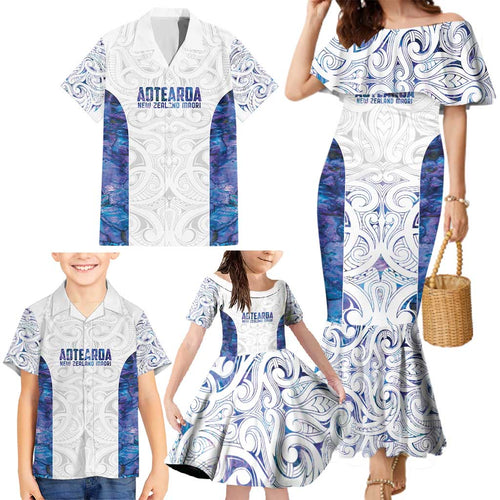 Custom New Zealand Aotearoa Family Matching Mermaid Dress and Hawaiian Shirt Purple Maori Paua Shell Indigenous - Aussie Hoodie