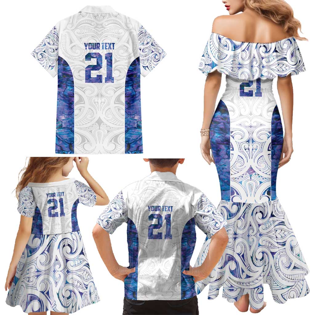 Custom New Zealand Aotearoa Family Matching Mermaid Dress and Hawaiian Shirt Purple Maori Paua Shell Indigenous - Aussie Hoodie