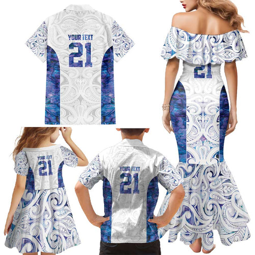 Custom New Zealand Aotearoa Family Matching Mermaid Dress and Hawaiian Shirt Purple Maori Paua Shell Indigenous - Aussie Hoodie
