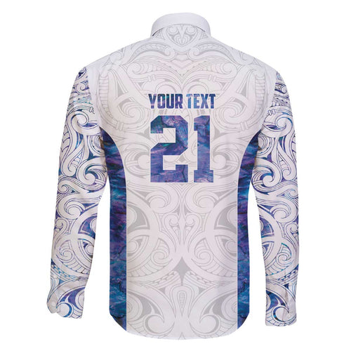 Custom New Zealand Aotearoa Family Matching Off The Shoulder Long Sleeve Dress and Hawaiian Shirt Purple Maori Paua Shell Indigenous - Aussie Hoodie