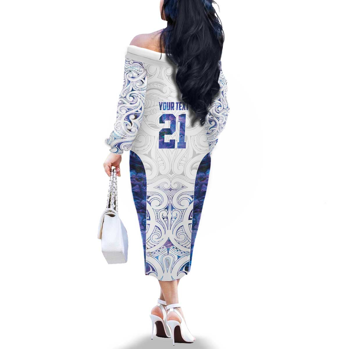 Custom New Zealand Aotearoa Family Matching Off The Shoulder Long Sleeve Dress and Hawaiian Shirt Purple Maori Paua Shell Indigenous - Aussie Hoodie