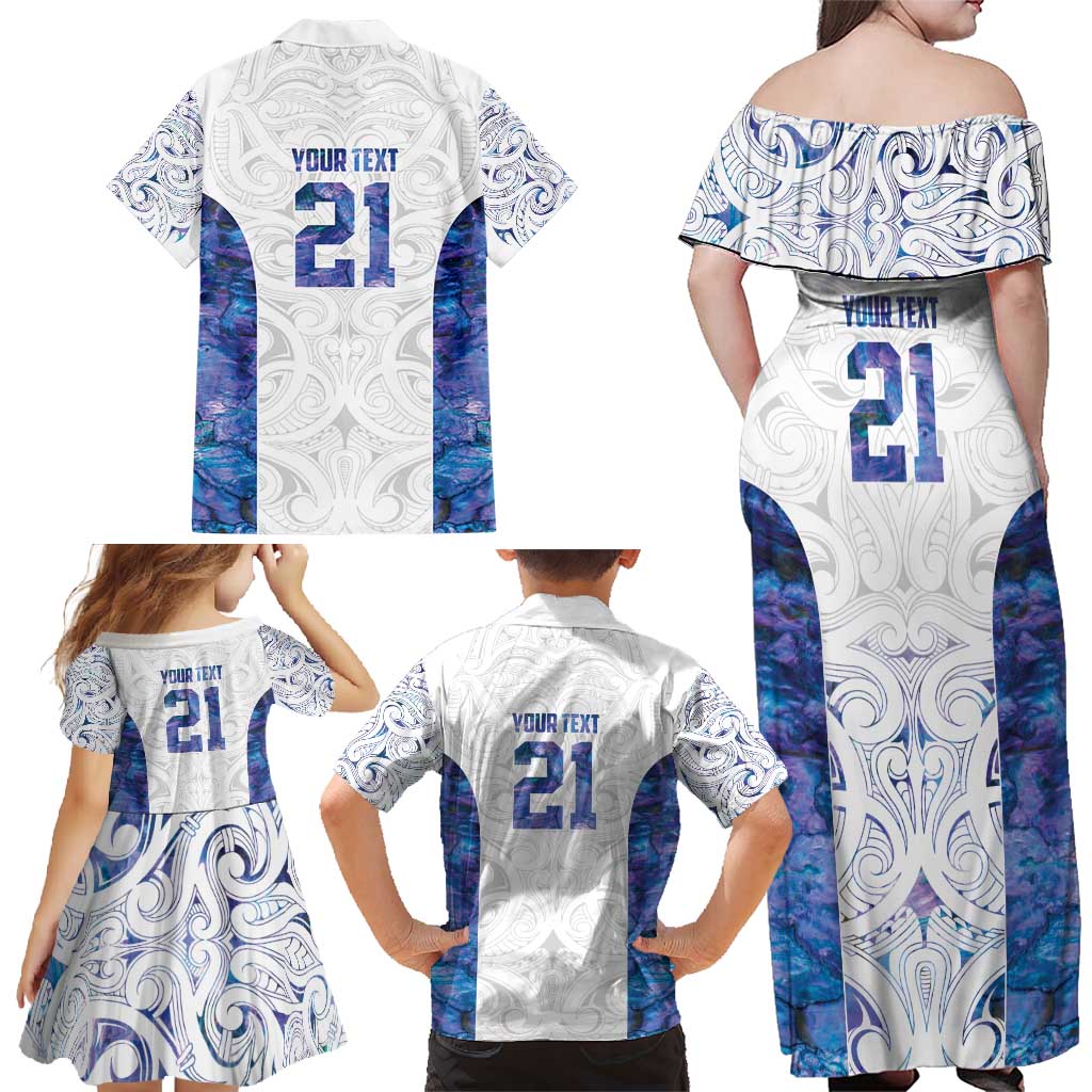 Custom New Zealand Aotearoa Family Matching Off Shoulder Maxi Dress and Hawaiian Shirt Purple Maori Paua Shell Indigenous - Aussie Hoodie