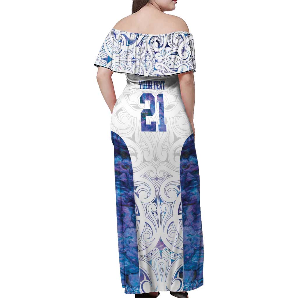 Custom New Zealand Aotearoa Family Matching Off Shoulder Maxi Dress and Hawaiian Shirt Purple Maori Paua Shell Indigenous - Aussie Hoodie