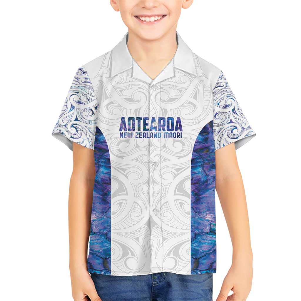 Custom New Zealand Aotearoa Family Matching Off Shoulder Maxi Dress and Hawaiian Shirt Purple Maori Paua Shell Indigenous - Aussie Hoodie