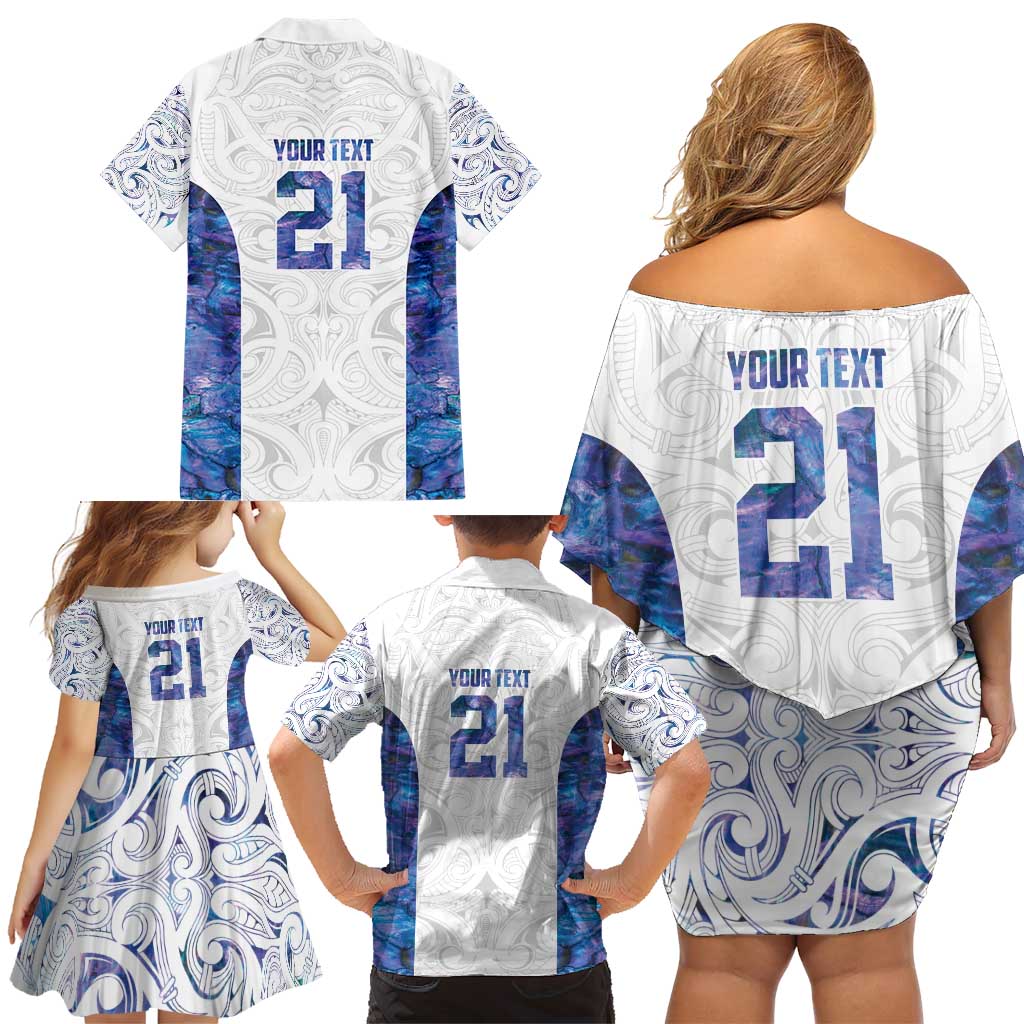 Custom New Zealand Aotearoa Family Matching Off Shoulder Short Dress and Hawaiian Shirt Purple Maori Paua Shell Indigenous - Aussie Hoodie