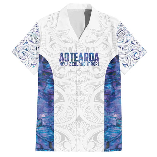 Custom New Zealand Aotearoa Family Matching Off Shoulder Short Dress and Hawaiian Shirt Purple Maori Paua Shell Indigenous - Aussie Hoodie