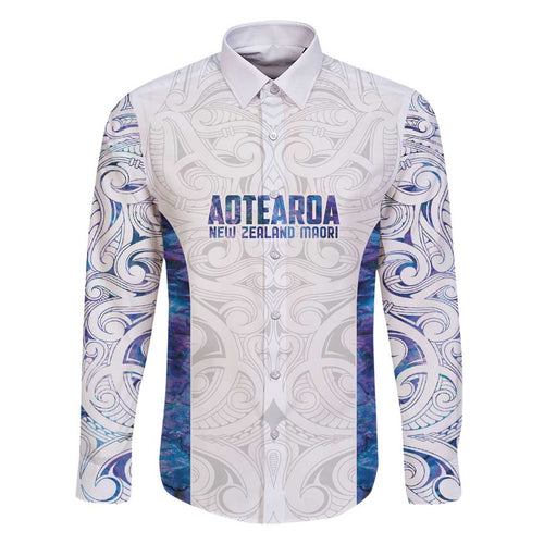 Custom New Zealand Aotearoa Family Matching Off Shoulder Short Dress and Hawaiian Shirt Purple Maori Paua Shell Indigenous - Aussie Hoodie