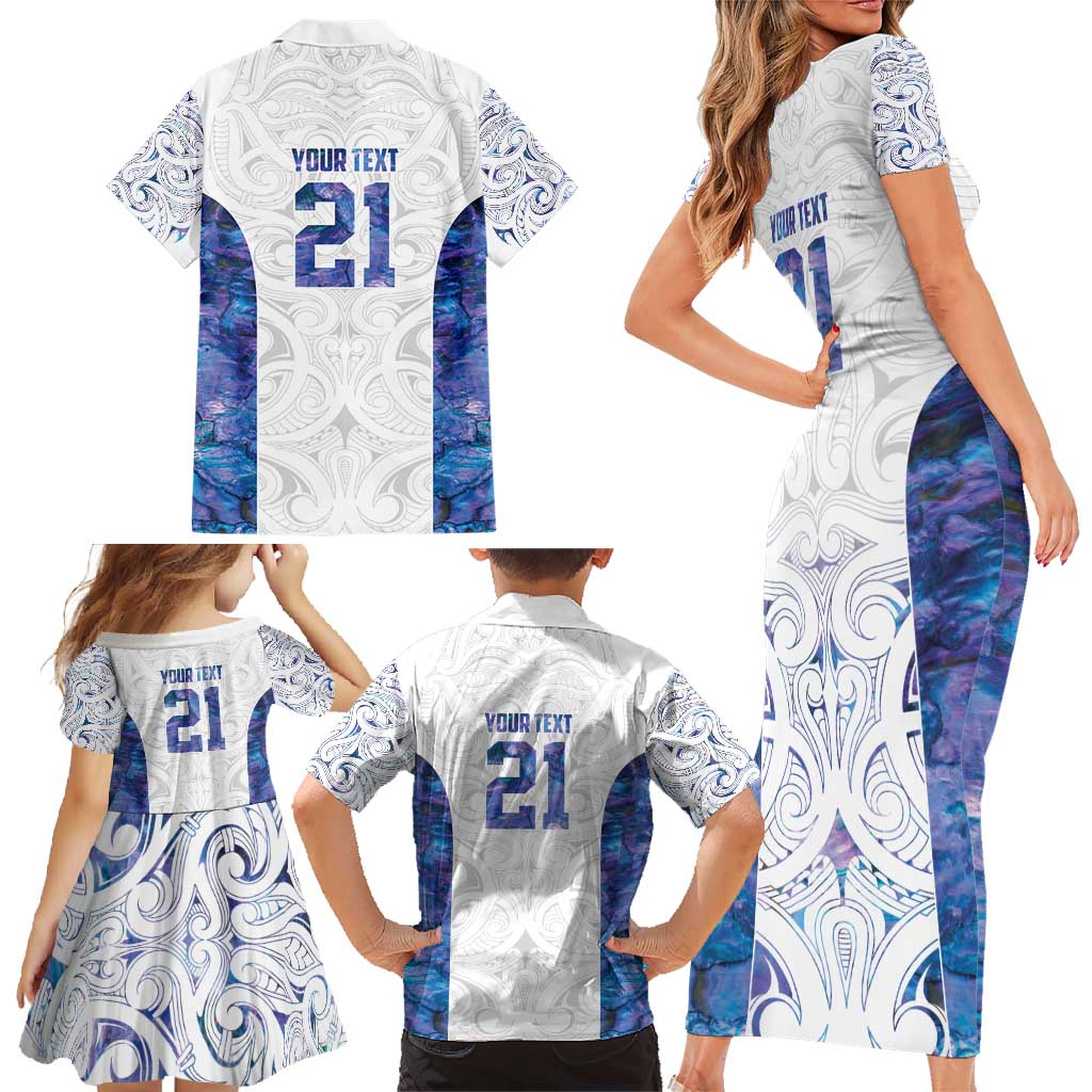 Custom New Zealand Aotearoa Family Matching Short Sleeve Bodycon Dress and Hawaiian Shirt Purple Maori Paua Shell Indigenous - Aussie Hoodie