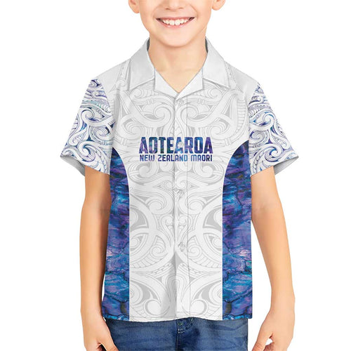 Custom New Zealand Aotearoa Family Matching Short Sleeve Bodycon Dress and Hawaiian Shirt Purple Maori Paua Shell Indigenous - Aussie Hoodie