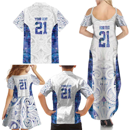Custom New Zealand Aotearoa Family Matching Summer Maxi Dress and Hawaiian Shirt Purple Maori Paua Shell Indigenous - Aussie Hoodie