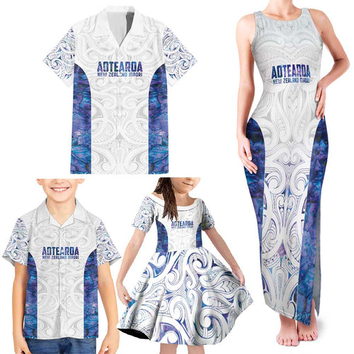 Custom New Zealand Aotearoa Family Matching Tank Maxi Dress and Hawaiian Shirt Purple Maori Paua Shell Indigenous - Aussie Hoodie