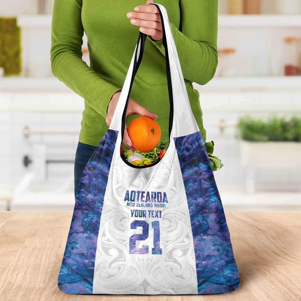 Custom New Zealand Aotearoa Grocery Bag Purple Maori Paua Shell Indigenous - Aussie Hoodie