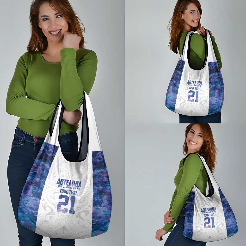 Custom New Zealand Aotearoa Grocery Bag Purple Maori Paua Shell Indigenous - Aussie Hoodie