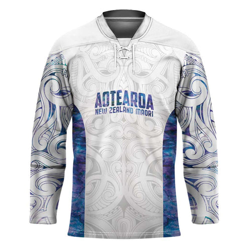 Custom New Zealand Aotearoa Hockey Jersey Purple Maori Paua Shell Indigenous - Aussie Hoodie