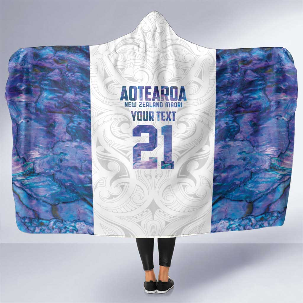 Custom New Zealand Aotearoa Hooded Blanket Purple Maori Paua Shell Indigenous - Aussie Hoodie