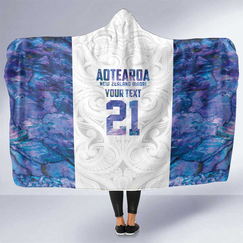Custom New Zealand Aotearoa Hooded Blanket Purple Maori Paua Shell Indigenous - Aussie Hoodie