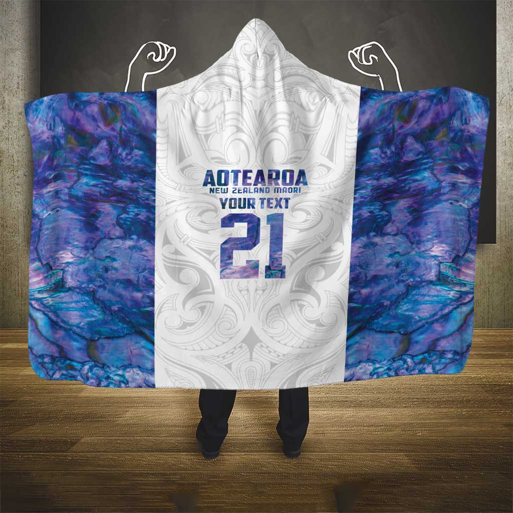 Custom New Zealand Aotearoa Hooded Blanket Purple Maori Paua Shell Indigenous - Aussie Hoodie