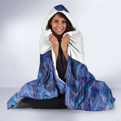Custom New Zealand Aotearoa Hooded Blanket Purple Maori Paua Shell Indigenous - Aussie Hoodie