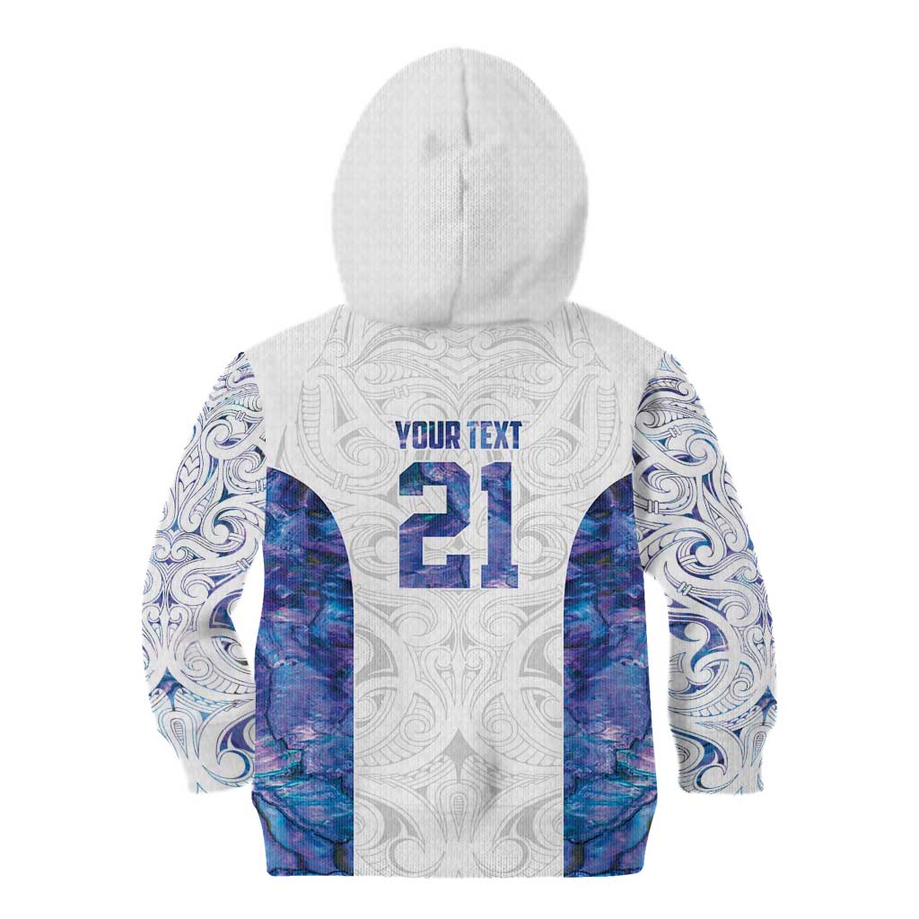 Custom New Zealand Aotearoa Kid Hoodie Purple Maori Paua Shell Indigenous - Aussie Hoodie