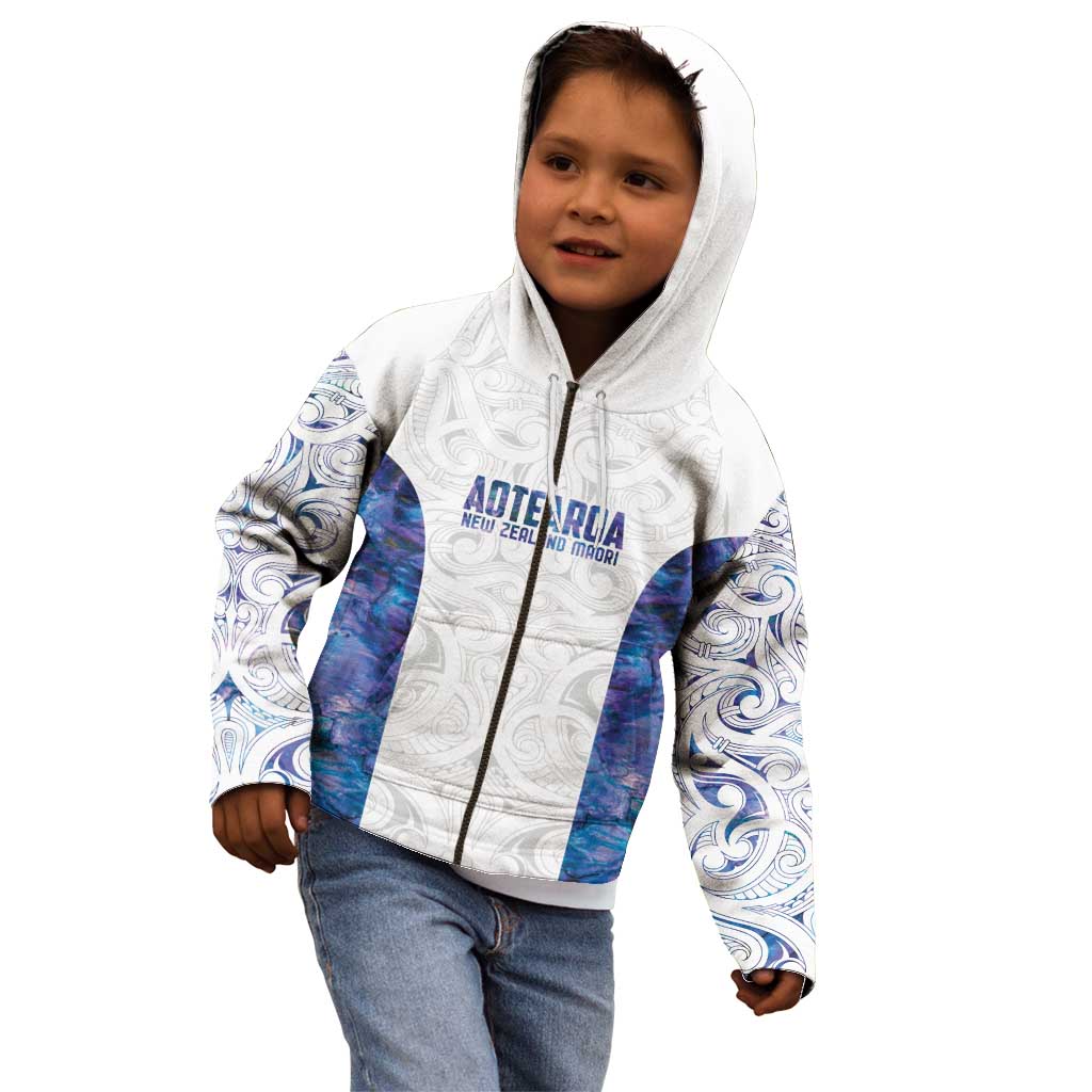 Custom New Zealand Aotearoa Kid Hoodie Purple Maori Paua Shell Indigenous - Aussie Hoodie