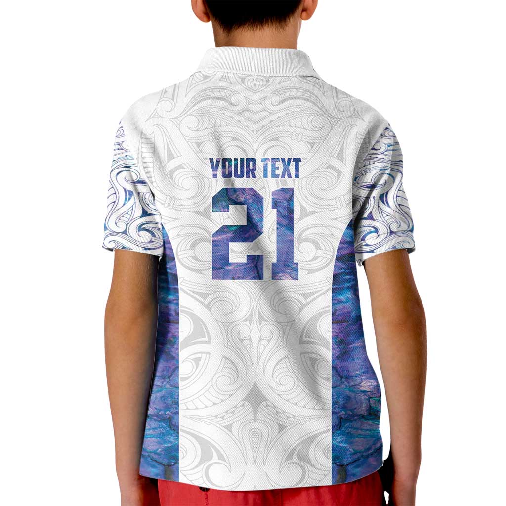 Custom New Zealand Aotearoa Kid Polo Shirt Purple Maori Paua Shell Indigenous - Aussie Hoodie