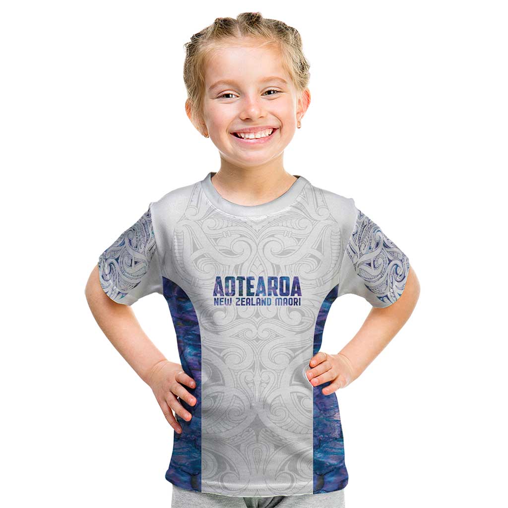 Custom New Zealand Aotearoa Kid T Shirt Purple Maori Paua Shell Indigenous - Aussie Hoodie