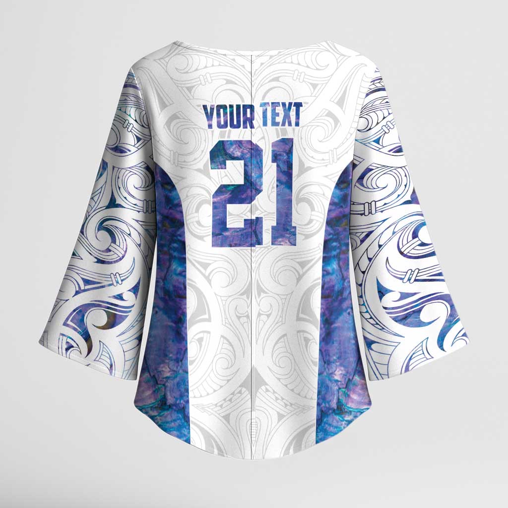 Custom New Zealand Aotearoa Kimono Sleeve Blouse Purple Maori Paua Shell Indigenous - Aussie Hoodie