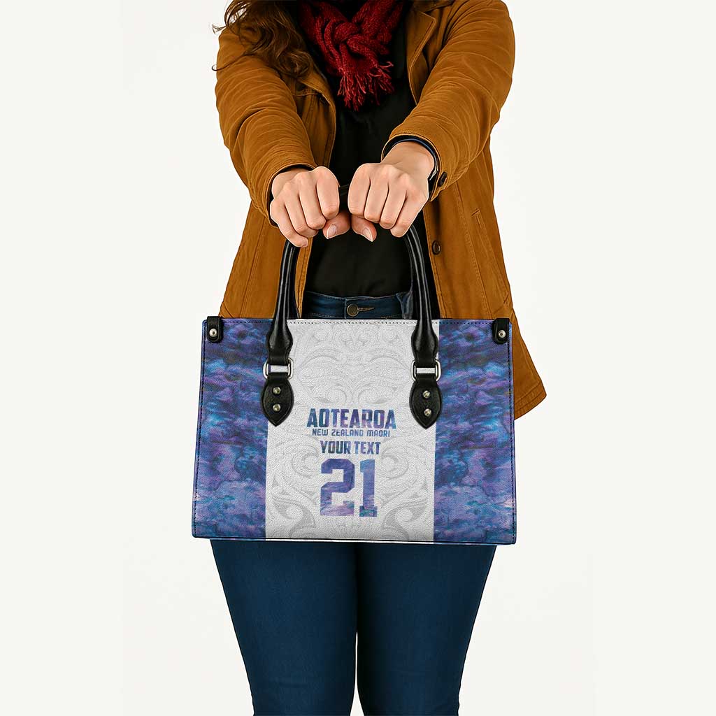 Custom New Zealand Aotearoa Leather Bag Purple Maori Paua Shell Indigenous - Aussie Hoodie