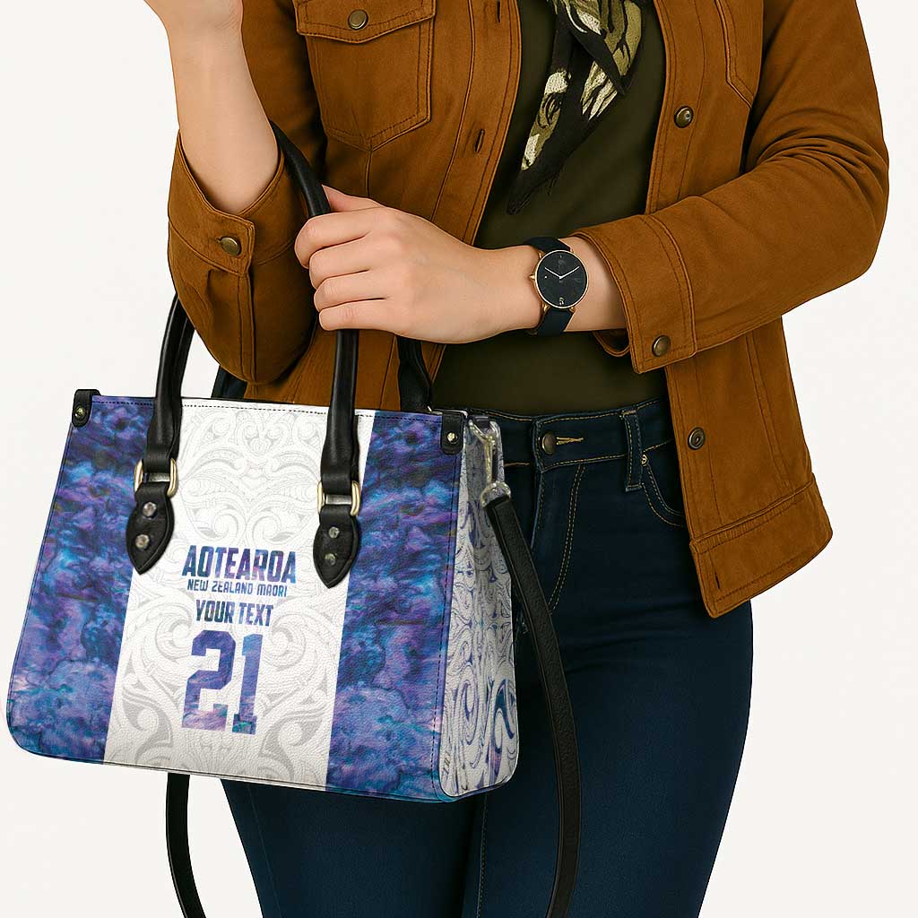 Custom New Zealand Aotearoa Leather Bag Purple Maori Paua Shell Indigenous - Aussie Hoodie