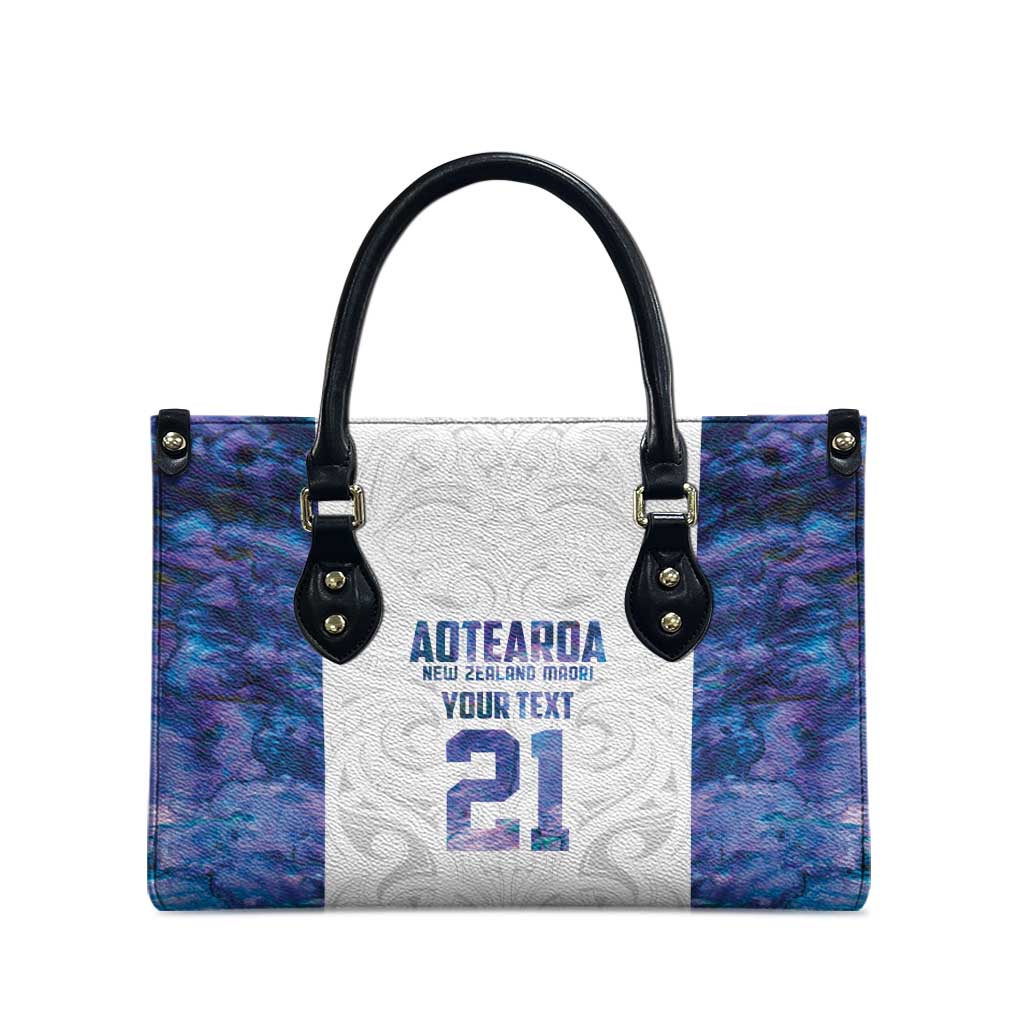 Custom New Zealand Aotearoa Leather Bag Purple Maori Paua Shell Indigenous - Aussie Hoodie