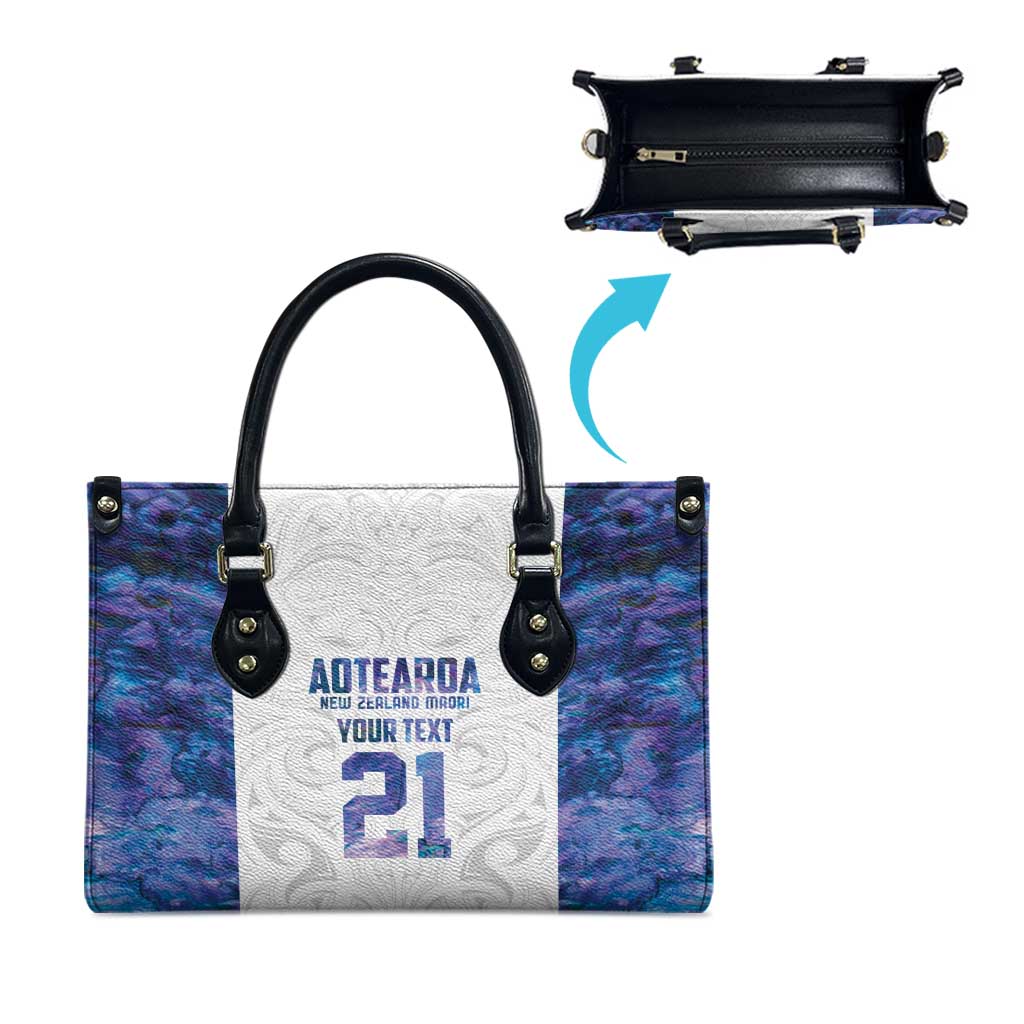 Custom New Zealand Aotearoa Leather Bag Purple Maori Paua Shell Indigenous - Aussie Hoodie
