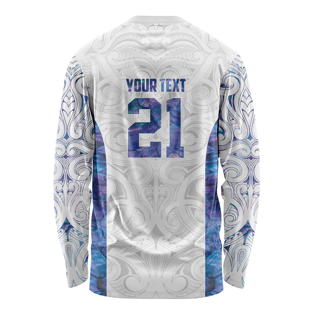 Custom New Zealand Aotearoa Long Sleeve Shirt Purple Maori Paua Shell Indigenous - Aussie Hoodie