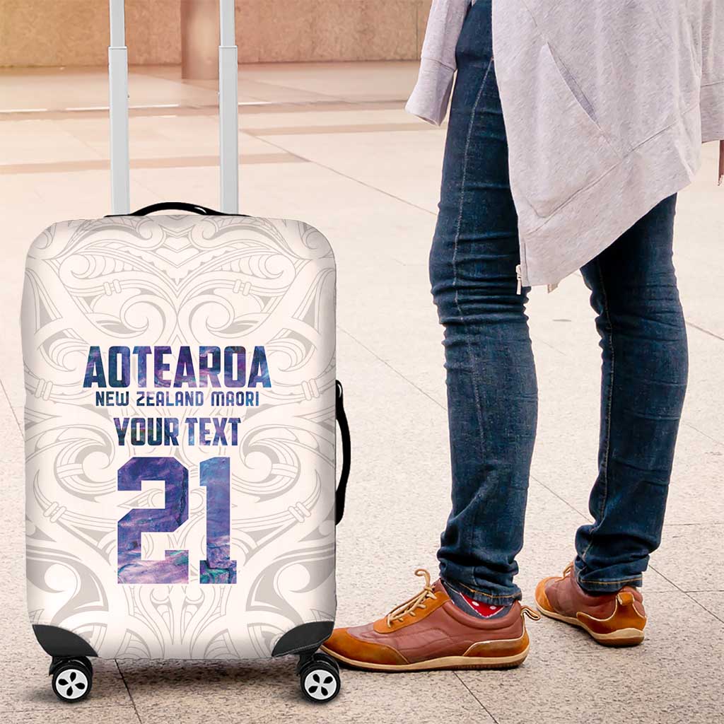 Custom New Zealand Aotearoa Luggage Cover Purple Maori Paua Shell Indigenous - Aussie Hoodie